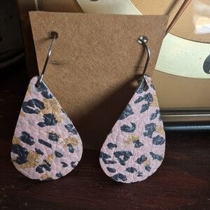 Boutique Leather Animal Print Earrings